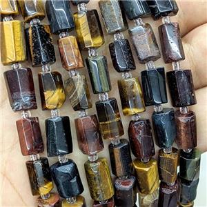 Tiger Eye Stone Tube Beads Multicolor, approx 7-14mm