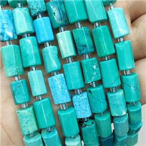 Howlite Turquoise Tube Beads Teal Dye, approx 7-14mm