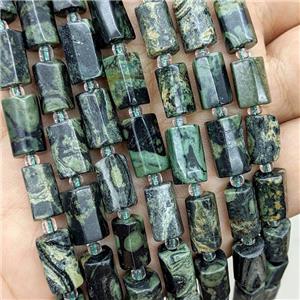 Natural Green Kambaba Jasper Tube Beads, approx 7-14mm