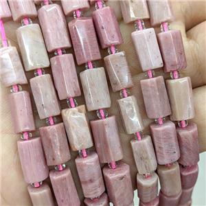 Natural Pink Wood Lace Jasper Tube Beads, approx 7-14mm