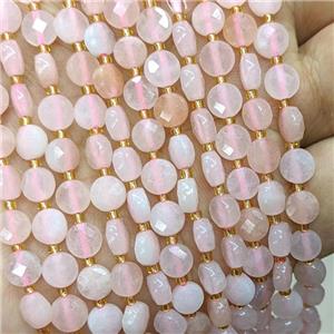 Natural Pink Aventurine Beads Faceted Coin, approx 6mm