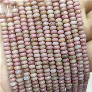 Natural Pink Wood Lace Jasper Beads Smooth Rondelle, approx 2x4mm