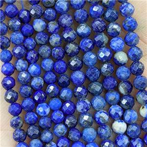 Natural Lapis Lazuli Beads Faceted Round Pony Blue, approx 4mm