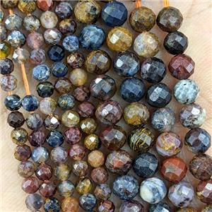 Natural Pietersite Jasper Beads Multicolor Faceted Round, approx 3mm