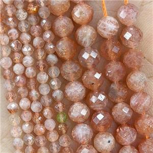 Natural Golden Spot Sunstone Beads Orange Faceted Round, approx 5.5mm