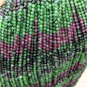 Natural Zoisite Beads Green Pink Faceted Round, approx 2.5mm