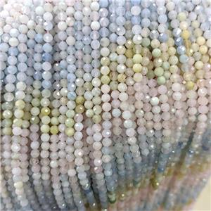 Natural Morganite Beads Pony Multicolor Faceted Round, approx 3mm