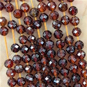 Natural Garnet Beads Darkorange Faceted Round, approx 3mm