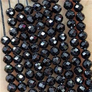 Natural Black Spinel Beads Faceted Round, approx 4mm