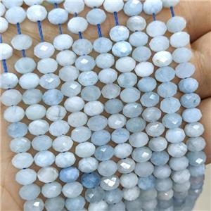 Natural Aquamarine Beads Blue Faceted Rondelle, approx 6mm