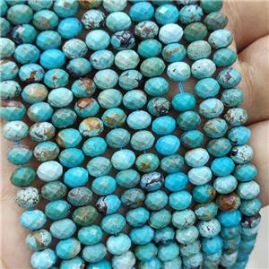 Natural Chinese Turquoise Beads Teal Faceted Rondelle, approx 6mm