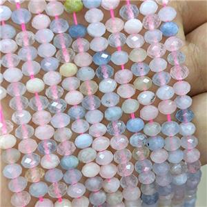 Natural Morganite Beads Multicolor Faceted Rondelle, approx 5mm