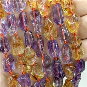 Natural Citrine And Amethyst Nugget Beads Freeform, approx 8-15mm