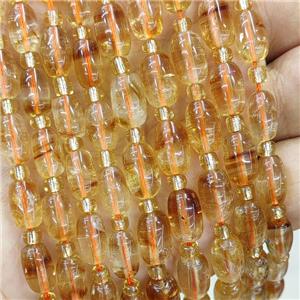 Natural Citrine Barrel Beads Golden, approx 6-10mm