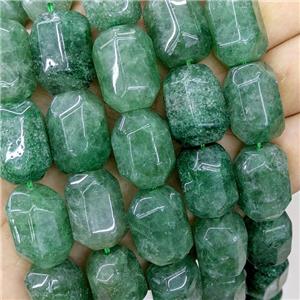 Natural Green Strawberry Quartz Beads Faceted Tube, approx 16-20mm