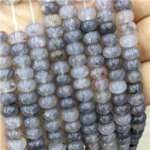 Natural Sesame Cloudy Quartz Beads Gray Smooth Rondelle, approx 4x6mm