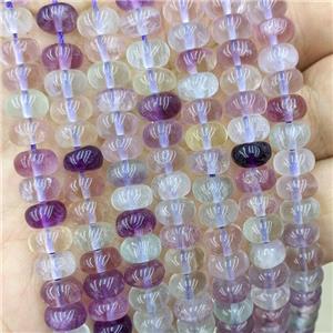 Natural Fluorite Beads Multicolor Smooth Rondelle, approx 4x6mm