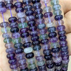 Natural Fluorite Beads Multicolor Smooth Rondelle, approx 5x8mm