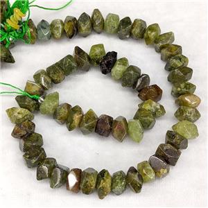 Natural Green Garnet Beads Faceted Square, approx 12mm