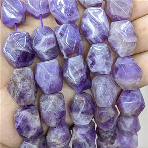 Natural Amethyst Beads Purple Faceted Freeform, approx 14-18mm