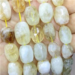 Natural Yellow Citrine Nugget Beads Faceted Freeform, approx 12-16mm