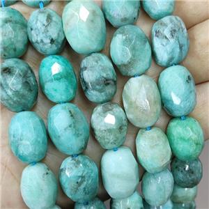 Natural Green Amazonite Nugget Beads Faceted Freeform, approx 12-16mm