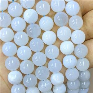 Natural Blue Chalcedony Beads Smooth Round, approx 10mm dia