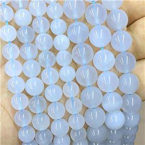 Natural Blue Chalcedony Beads Smooth Round AAA-Grade, approx 8mm dia