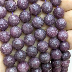 Natural Purple Chinese Lepidolite Beads Dye Faceted Round, approx 12mm