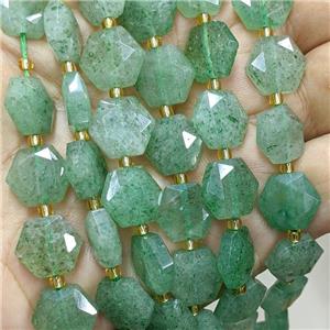 Natural Green Strawberry Quartz Hexagon Beads, approx 12mm