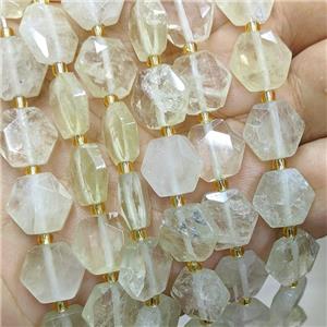 Natural Lemon Quartz Hexagon Beads, approx 12mm