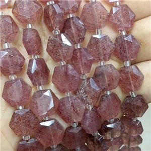 Natural Pink Stawberry Quartz Hexagon Beads, approx 12mm