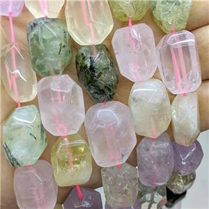 Natural Gemstone Nugget Beads Faceted Tube Mixed, approx 16-20mm