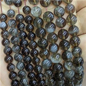 Silver Smoky Quartz Beads Smooth Round, approx 8mm dia