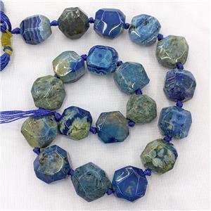 Natural Ocean Agate Beads Faceted Coin Blue, approx 18mm