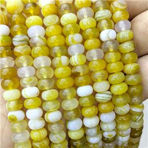 Natural Stripe Agate Beads Banded Smooth Rondelle Yellow Dye, approx 5-8mm