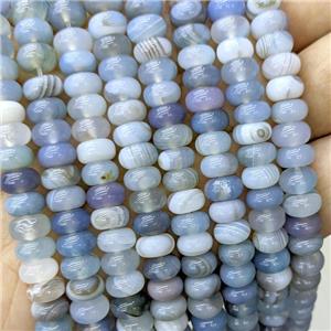 Natural Stripe Agate Beads Banded Smooth Rondelle Blue Dye, approx 5-8mm