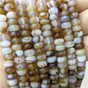 Natural Stripe Agate Beads Banded Smooth Rondelle Coffee Dye, approx 5-8mm