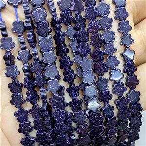 Blue Sandstone Flower Beads, approx 6mm