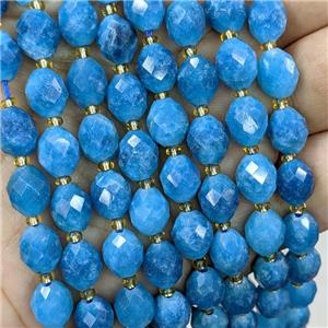 Natural Jade Beads Blue Dye Faceted Rice, approx 8-10mm