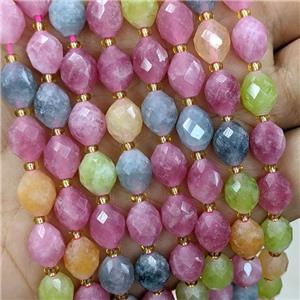 Natural Jade Beads Dye Faceted Rice Mixed Color, approx 8-10mm