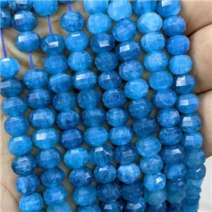 Natural Jade Beads Blue Dye Faceted Pumpkin, approx 8mm