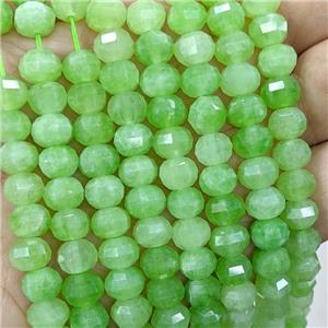 Natural Jade Beads Green Dye Faceted Pumpkin, approx 8mm