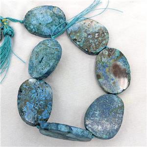 Natural Ocean Jasper Oval Beads Blue Dye, approx 35-50mm