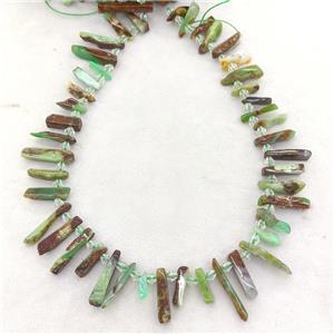 Natural Australian Chrysoprase Stick Beads Green Topdrilled, approx 6-20mm