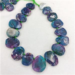 Natural Dragon Veins Agate Teardrop Graduated Beads Topdrilled Blue Dye, approx 20-40mm