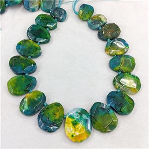 Natural Dragon Veins Agate Teardrop Graduated Beads Topdrilled Green Dye, approx 20-40mm