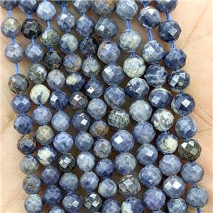 Natural Sapphire Beads Faceted Round Blue B-Grade, approx 5mm dia