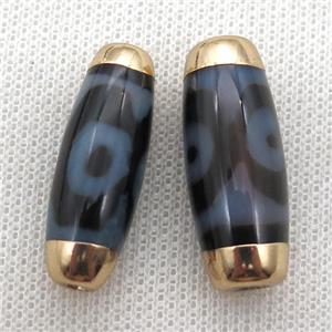 black tibetan Dzi Beads rice beads, eye, gold plated, approx 12-30mm