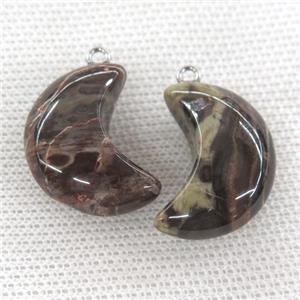 Ocean Jasper pendant, Crescent moon, approx 12-25mm